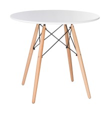 Стол обеденный DOBRIN CHELSEA`80, ножки светлый бук, столешница белая