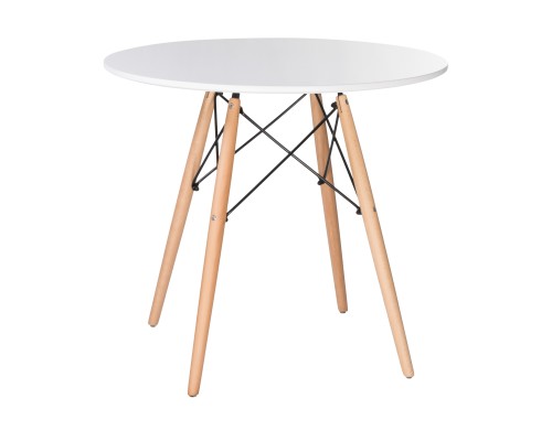 Стол обеденный DOBRIN CHELSEA`80, ножки светлый бук, столешница белая