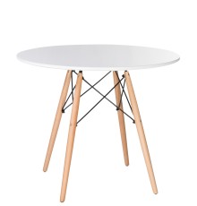 Стол обеденный DOBRIN CHELSEA`90, ножки светлый бук, цвет белый