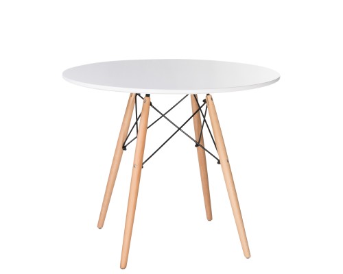 Стол обеденный DOBRIN CHELSEA`90, ножки светлый бук, цвет белый