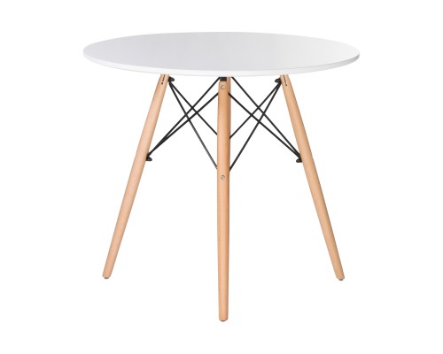 Стол обеденный DOBRIN CHELSEA`80, ножки светлый бук, столешница белая