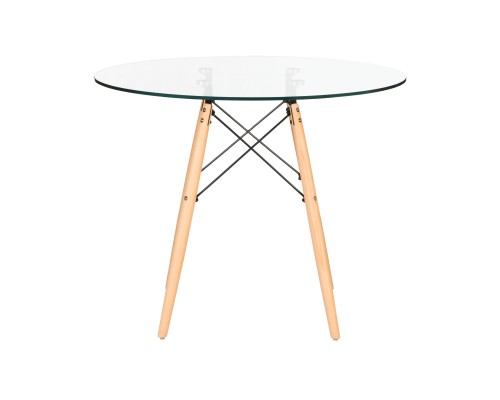 Стол обеденный DOBRIN CHELSEA`90 GLASS, ножки светлый бук, столешница стекло