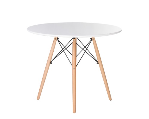 Стол обеденный DOBRIN CHELSEA`90, ножки светлый бук, цвет белый