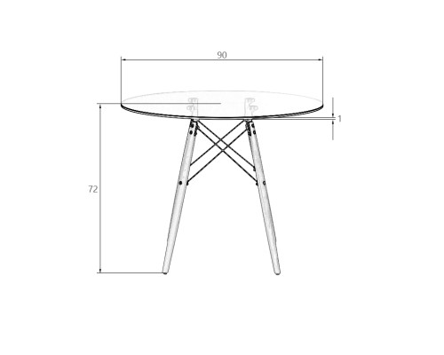 Стол обеденный DOBRIN CHELSEA`90 GLASS, ножки светлый бук, столешница стекло