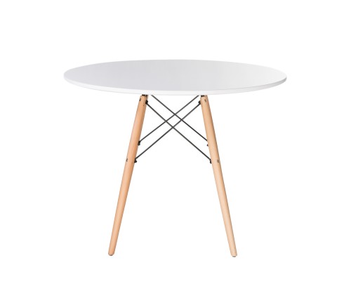 Стол обеденный DOBRIN CHELSEA`90, ножки светлый бук, цвет белый