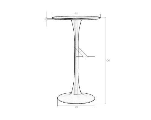 Стол барный MIA BAR, белая столешница, белое основание