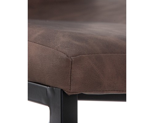 Стул обеденный DOBRIN MARK, черные ножки, коричневая винтажная экокожа (RU-05)