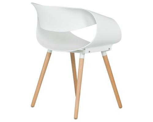 Стул обеденный DOBRIN ALIEN, ножки светлый бук, цвет белый (W-02)