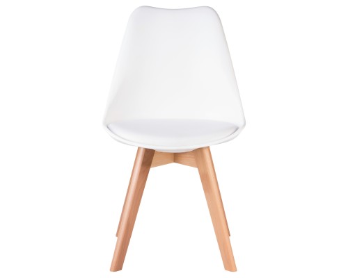 Стул обеденный DOBRIN JERRY SOFT, ножки светлый бук, цвет сиденья белый (W-02)