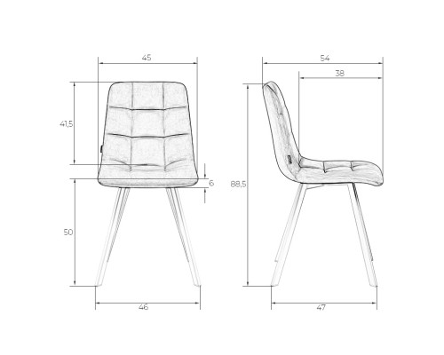 Стул обеденный DOBRIN ALEX SQUARE, белые ножки, синяя ткань (UF860-14B)