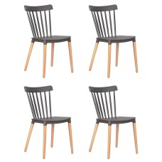 Набор 4 шт Стул обеденный DOBRIN THEO, ножки светлый бук, цвет темно-серый (GR-04)