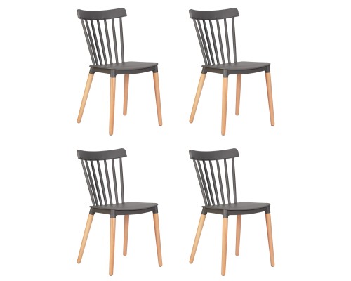 Набор 4 шт Стул обеденный DOBRIN THEO, ножки светлый бук, цвет темно-серый (GR-04)