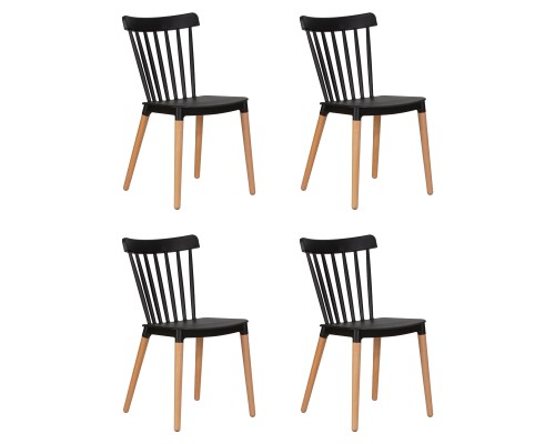 Набор 4 шт Стул обеденный DOBRIN THEO, ножки светлый бук, цвет черный (B-03)