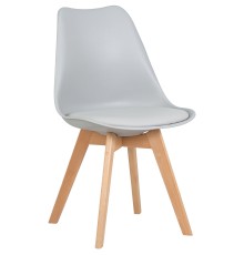 Стул обеденный DOBRIN JERRY SOFT, ножки светлый бук, цвет сиденья светло-серый (GR-01)