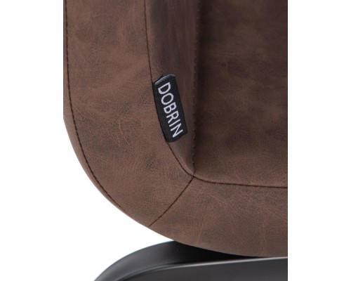 Стул обеденный DOBRIN MARK, черные ножки, коричневая винтажная экокожа (RU-05)