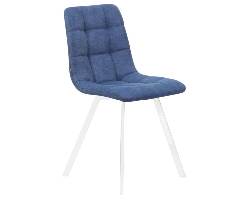 Стул обеденный DOBRIN ALEX SQUARE, белые ножки, синяя ткань (UF860-14B)