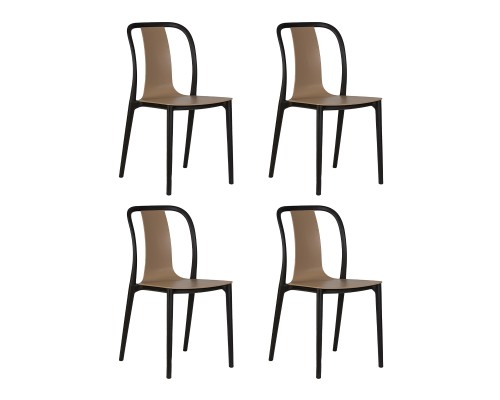 Набор 4 шт Стул обеденный DOBRIN ADAM, черный/бежевый