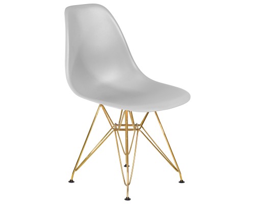 Стул обеденный DOBRIN DSR, ножки золотые, цвет светло-серый (GR-01)