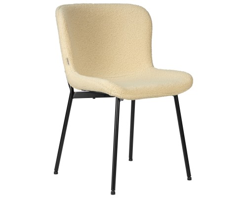 Стул обеденный DOBRIN MILO, черные ножки, кремовый букле (UF992-02)
