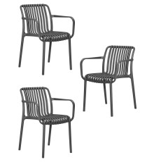 Набор 3 шт Стул обеденный DOBRIN WALTER ARM, темно-серый (GR-04)