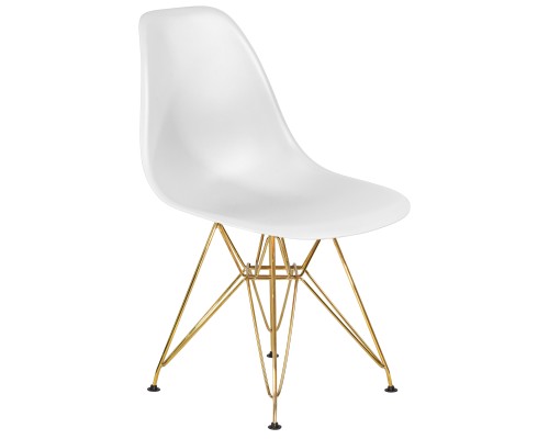 Стул обеденный DOBRIN DSR, ножки золотые, цвет белый (W-02)