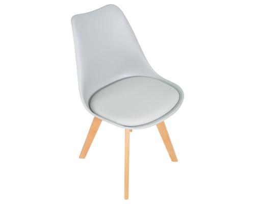 Набор 4 шт Стул обеденный DOBRIN JERRY SOFT, ножки светлый бук, цвет сиденья светло-серый (GR-01)