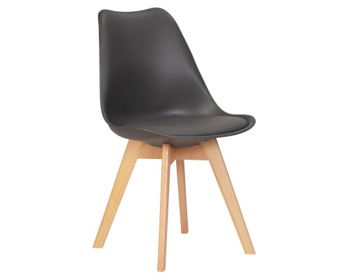 Стул обеденный DOBRIN JERRY SOFT, ножки светлый бук, цвет сиденья темно-серый (G-04)