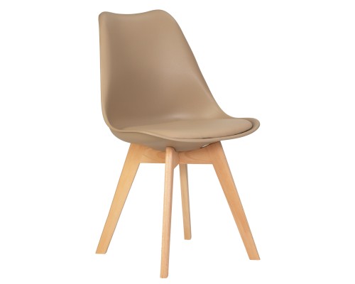 Стул обеденный DOBRIN JERRY SOFT, ножки светлый бук, цвет сиденья бежевый (GR-03)