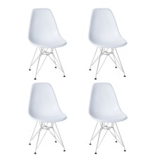 Набор 4 шт Стул обеденный DOBRIN DSR, ножки хром, цвет белый (W-02)