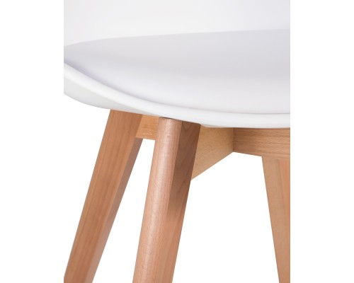 Стул обеденный DOBRIN JERRY SOFT, ножки светлый бук, цвет сиденья белый (W-02)