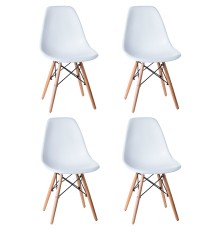 Набор 4 шт Стул обеденный DOBRIN DSW, ножки светлый бук, цвет белый (W-02)