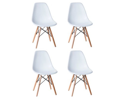 Набор 4 шт Стул обеденный DOBRIN DSW, ножки светлый бук, цвет белый (W-02)