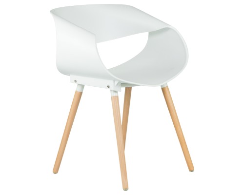Стул обеденный DOBRIN ALIEN, ножки светлый бук, цвет белый (W-02)