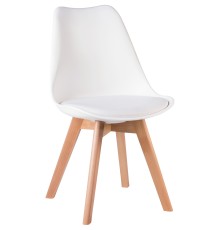 Стул обеденный DOBRIN JERRY SOFT, ножки светлый бук, цвет сиденья белый (W-02)