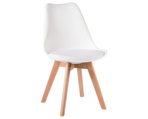 Стул обеденный DOBRIN JERRY SOFT, ножки светлый бук, цвет сиденья белый (W-02)
