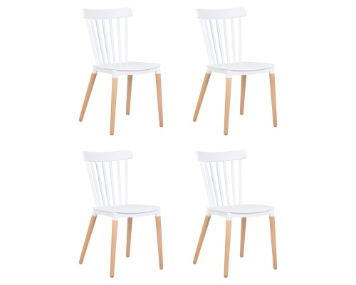 Набор 4 шт Стул обеденный DOBRIN THEO, ножки светлый бук, цвет белый (W-02)