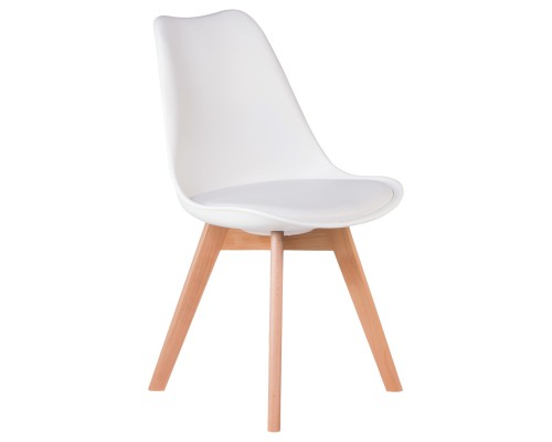 Стул обеденный DOBRIN JERRY SOFT, ножки светлый бук, цвет сиденья белый (W-02)