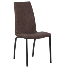 Стул обеденный DOBRIN MARK, черные ножки, коричневая винтажная экокожа (RU-05)