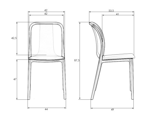 Набор 4 шт Стул обеденный DOBRIN ADAM, черный/серо-голубой