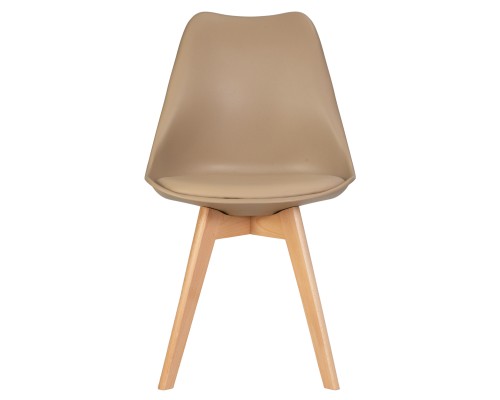 Стул обеденный DOBRIN JERRY SOFT, ножки светлый бук, цвет сиденья бежевый (GR-03)