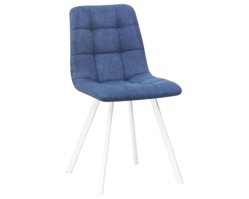 Стул обеденный DOBRIN ALEX SQUARE, белые ножки, синяя ткань (UF860-14B)