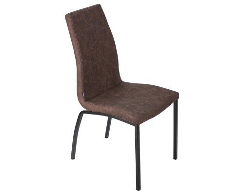 Стул обеденный DOBRIN MARK, черные ножки, коричневая винтажная экокожа (RU-05)