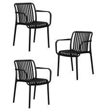 Набор 3 шт Стул обеденный DOBRIN WALTER ARM, черный (B-03)