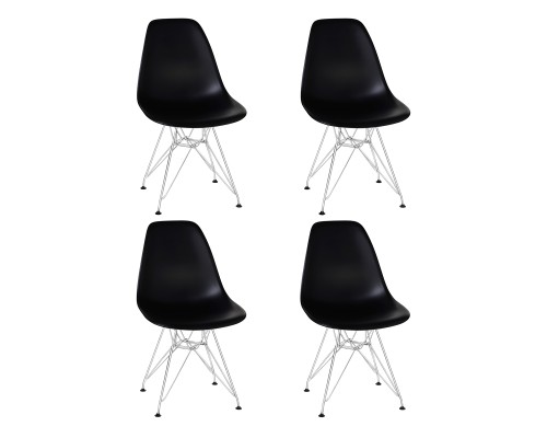 Набор 4 шт Стул обеденный DOBRIN DSR, ножки хром, цвет чёрный (B-03)