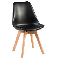 Стул обеденный DOBRIN JERRY SOFT, ножки светлый бук, цвет сиденья чёрный (B-03)