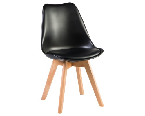 Стул обеденный DOBRIN JERRY SOFT, ножки светлый бук, цвет сиденья чёрный (B-03)