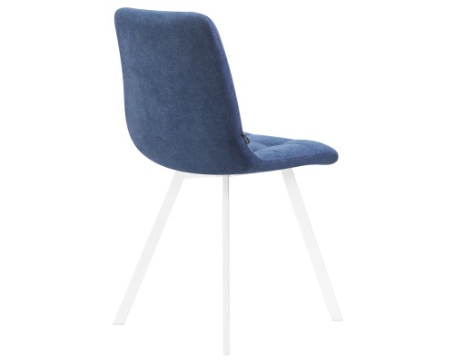 Стул обеденный DOBRIN ALEX SQUARE, белые ножки, синяя ткань (UF860-14B)