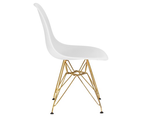 Стул обеденный DOBRIN DSR, ножки золотые, цвет белый (W-02)
