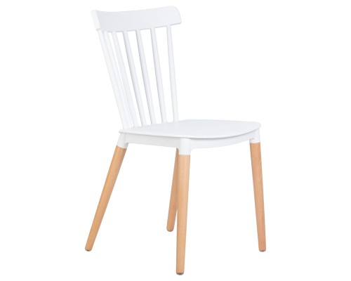Набор 4 шт Стул обеденный DOBRIN THEO, ножки светлый бук, цвет белый (W-02)