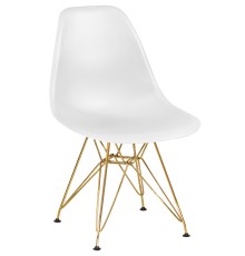 Стул обеденный DOBRIN DSR, ножки золотые, цвет белый (W-02)